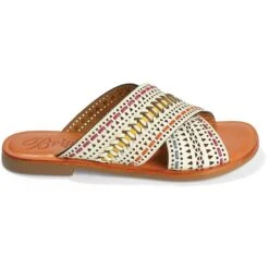 Amanda Flat Sandals -Brighton Store amanda flat sandals white multi 2