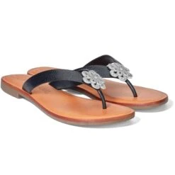 Aster Flower Thongs -Brighton Store aster flower thongs black 0