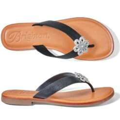 Aster Flower Thongs -Brighton Store aster flower thongs black 2