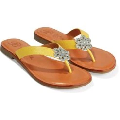 Aster Flower Thongs -Brighton Store aster flower thongs lemon 0