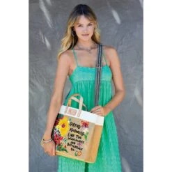 Be Kind East West Burlap Tote -Brighton Store be kind east west burlap tote multi 4