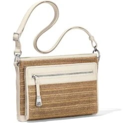 Brooklyn Straw Cross Body Organizer -Brighton Store brooklyn straw cross body organizer wheat white 1