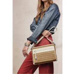 Brooklyn Straw Cross Body Organizer -Brighton Store brooklyn straw cross body organizer wheat white 5