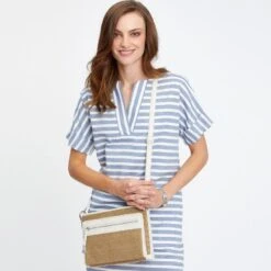 Brooklyn Straw Cross Body Organizer -Brighton Store brooklyn straw cross body organizer wheat white 6