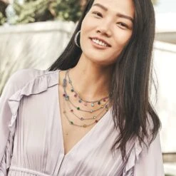 Elora Gems Drops Collar Necklace -Brighton Store elora gems drops collar necklace silver multi 2