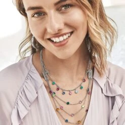 Elora Gems Drops Collar Necklace -Brighton Store elora gems drops collar necklace silver multi 3