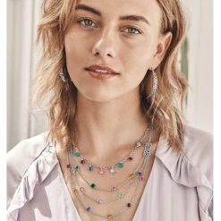 Elora Gems Drops Collar Necklace -Brighton Store elora gems drops collar necklace silver multi 4