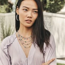 Elora Gems Drops Short Necklace -Brighton Store elora gems drops short necklace silver multi 5