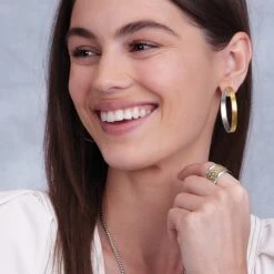 Ferrara Entrata Medium Hoop Earrings -Brighton Store ferrara entrata medium hoop earrings gold silver 3