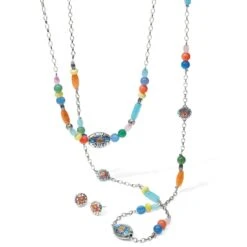 La Farfalla Long Necklace -Brighton Store la farfalla long necklace silver multi 3