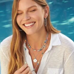 La Farfalla Long Necklace -Brighton Store la farfalla long necklace silver multi 4
