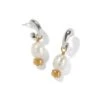 Meridian Petite Pearl Two Tone Post Hoop Earrings -Brighton Store meridian petite pearl two tone post hoop earrings silver pearl 0