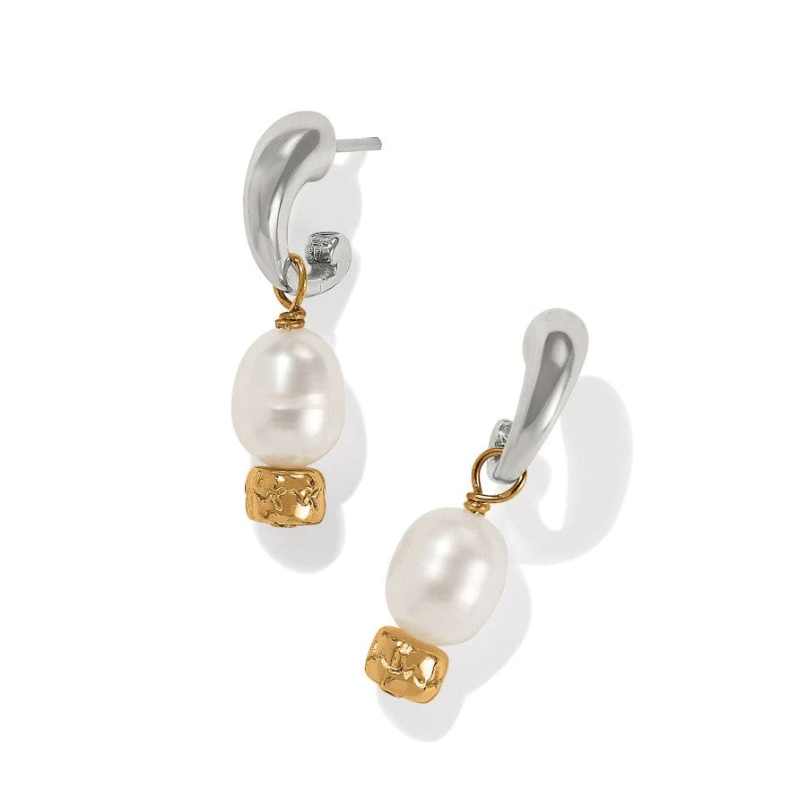 Meridian Petite Pearl Two Tone Post Hoop Earrings 4 Meridian Petite Pearl Two Tone Post Hoop Earrings - Image 2