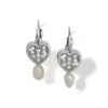 Meridian Zenith Heart Pearl Leverback Earrings -Brighton Store meridian zenith heart pearl leverback earrings silver pearl 0