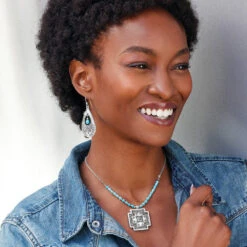 Mosaic Paseo Teardrop French Wire Earrings -Brighton Store mosaic paseo teardrop french wire earrings silver turquoise 3