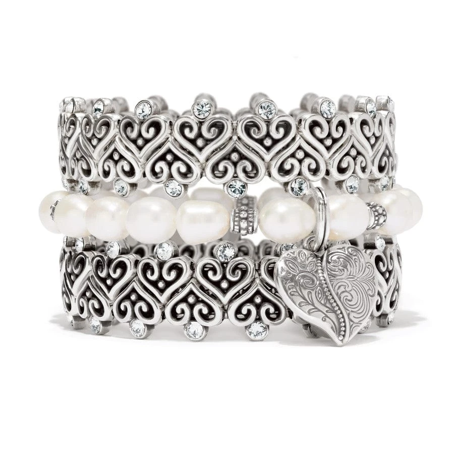 Ornate Heart Pearl Stretch Bracelet 4 Ornate Heart Pearl Stretch Bracelet - Image 2