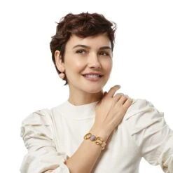 Pink Moon Link Bracelet -Brighton Store pink moon link bracelet gold pink 3