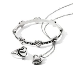 Pretty Tough Bold Petite Heart Bangle -Brighton Store pretty tough bold petite heart bangle silver 2