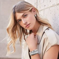 Pretty Tough Groove Post Hoop Earrings -Brighton Store pretty tough groove post hoop earrings silver 3