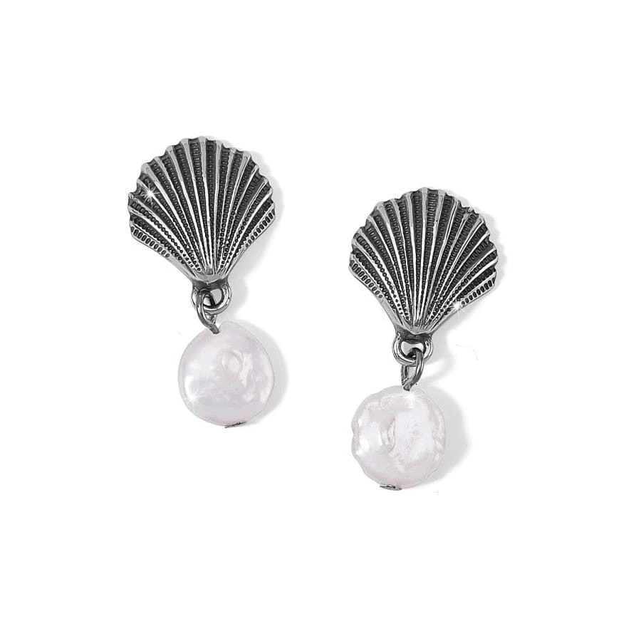 Silver Shells Pearl Drop Earrings 3 Silver Shells Pearl Drop Earrings