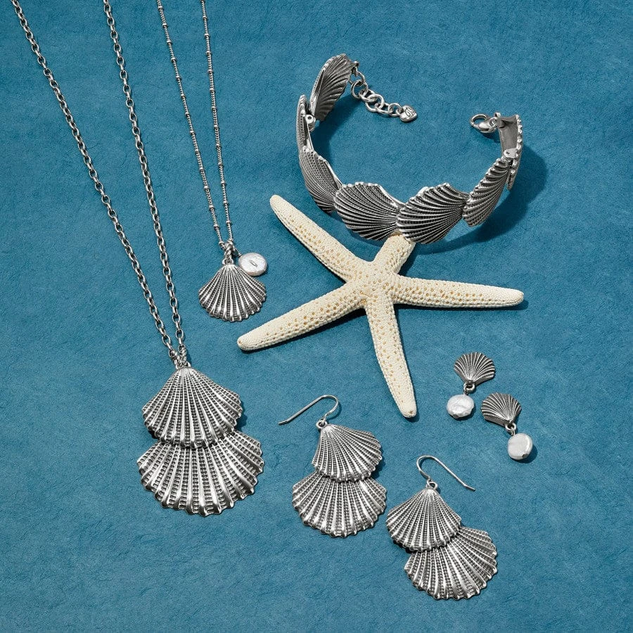 Silver Shells Pearl Drop Earrings 4 Silver Shells Pearl Drop Earrings - Image 2