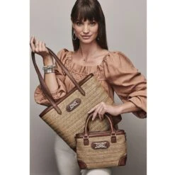 Tara Straw Tote -Brighton Store tara straw tote natural bourbon 3