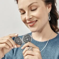 Vita Long Locket Necklace -Brighton Store vita long locket necklace silver 4